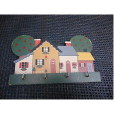 Old Vtg Hand-Painted WOOD KEY HOLDER Wall Mount Hanging Decor Plaque   362406181719